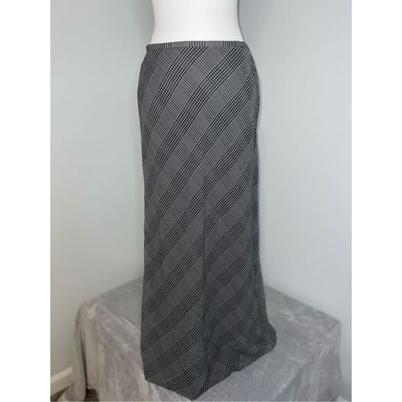 VTG Women’s Maxi Skirt Gray Checkered Plaid Houndstooth Size 10 - Picture 1 of 7